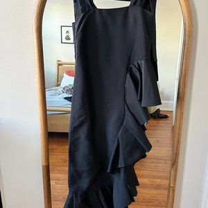 Viva Aviva asymmetrical shirt dress adjustable bow straps — 100% silk